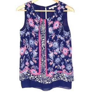 Rose & Olive Floral Print Scoop-Neck Tank-Top Size Medium